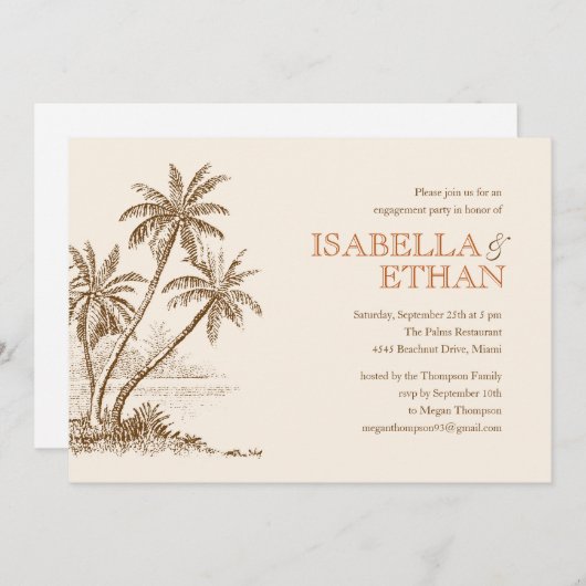 Uitnodigingen van de Beach Engagement Party (Voorkant / Achterkant)