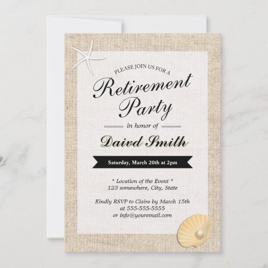 Uitnodigingen van de Beach Thlelap Retirement Part (Voorkant)