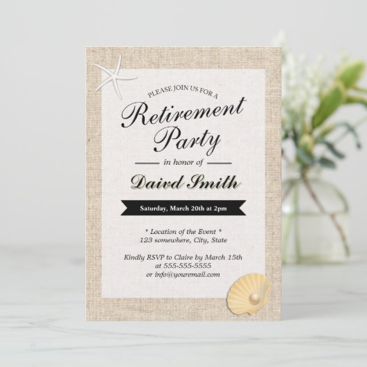 Uitnodigingen van de Beach Thlelap Retirement Part (Staand voorkant)