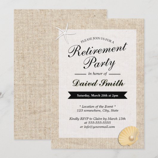 Uitnodigingen van de Beach Thlelap Retirement Part (Voorkant / Achterkant)