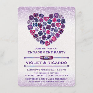 Uitnodigingen van de Bejeweled Heart Engagement Pa