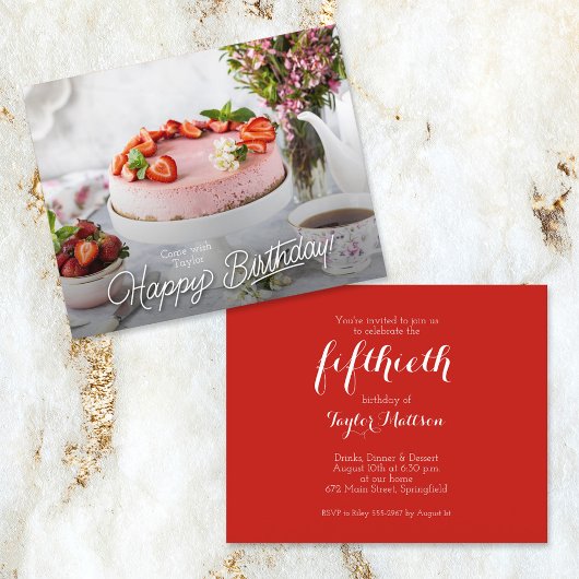 Uitnodigingen van de Birthday Cake Party over de b