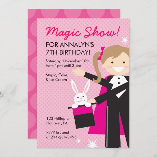 Uitnodigingen van de Birthday-partij van het Magic (Voorkant / Achterkant)