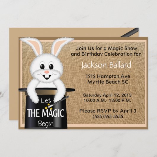 Uitnodigingen van de Birthday-partij van het Magic (Voorkant / Achterkant)