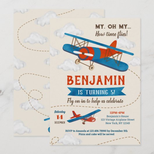 uitnodigingen van de Birthday Party (Voorkant / Achterkant)