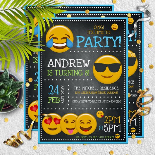 Uitnodigingen van de Birthday Party van Cute Emoji