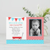 Uitnodigingen van de Birthday Wagon (Staand voorkant)