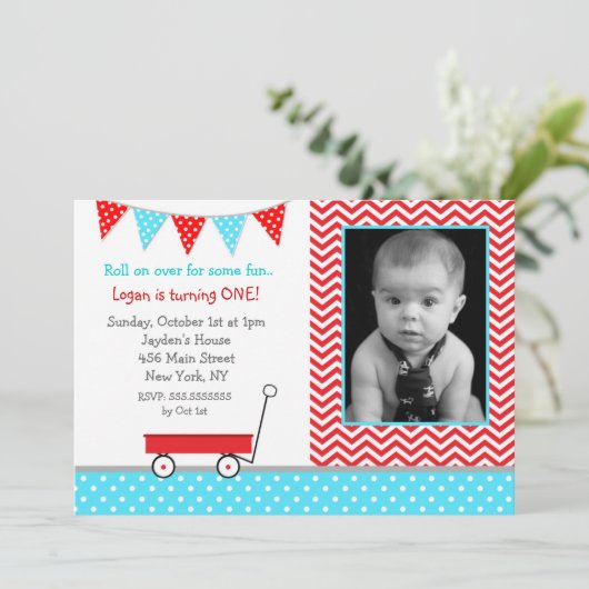 Uitnodigingen van de Birthday Wagon (Staand voorkant)