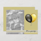 Uitnodigingen van de Black and Gold Balloons Party (Voorkant / Achterkant)