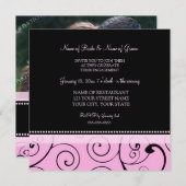 Uitnodigingen van de Black and Pink Photo Engageme (Voorkant / Achterkant)