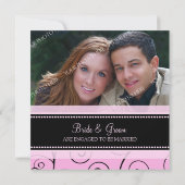 Uitnodigingen van de Black and Pink Photo Engageme (Achterkant)