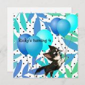 Uitnodigingen van de Black and White Chihuahua Par (Voorkant / Achterkant)