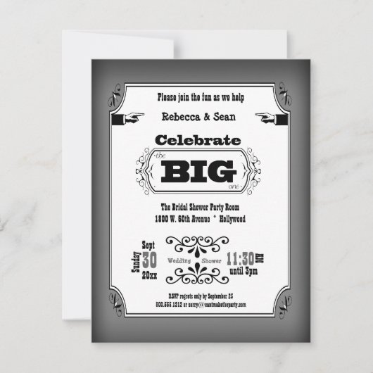 Uitnodigingen van de Black and White Playbill Par (Voorkant)