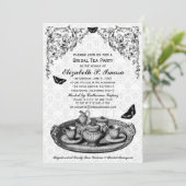 Uitnodigingen van de Black Garden Bridal Tea Party (Staand voorkant)