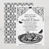 Uitnodigingen van de Black Garden Bridal Tea Party (Voorkant / Achterkant)