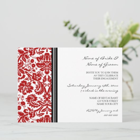 Uitnodigingen van de Black Red Pattern Engagement (Staand voorkant)