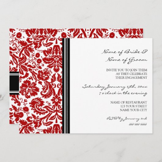 Uitnodigingen van de Black Red Pattern Engagement  (Voorkant / Achterkant)