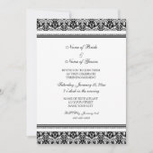 Uitnodigingen van de Black White Damask Engagement (Voorkant)