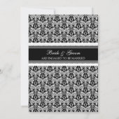 Uitnodigingen van de Black White Damask Engagement (Achterkant)
