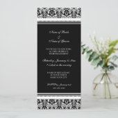 Uitnodigingen van de Black White Damask Engagement (Staand voorkant)