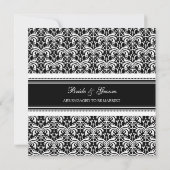 Uitnodigingen van de Black White Damask Engagement (Achterkant)