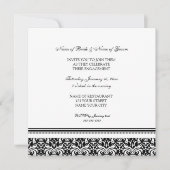 Uitnodigingen van de Black White Damask Engagement (Voorkant)