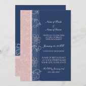 Uitnodigingen van de Blauwe en Roze Floral Engagem (Voorkant / Achterkant)