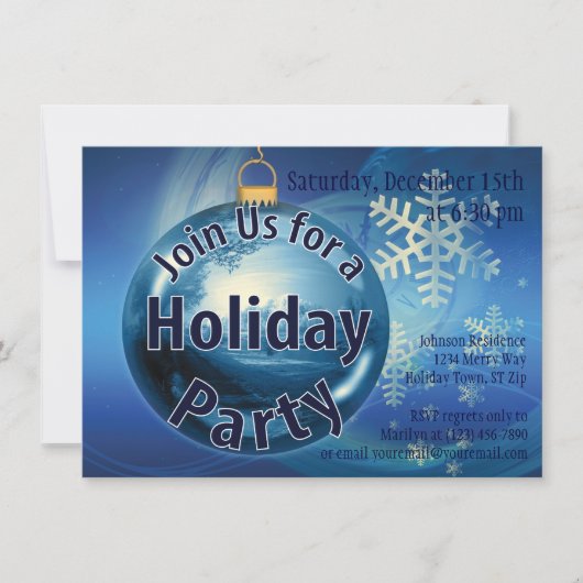 Uitnodigingen van de Blauwe Kerstfeestdag (Voorkant)