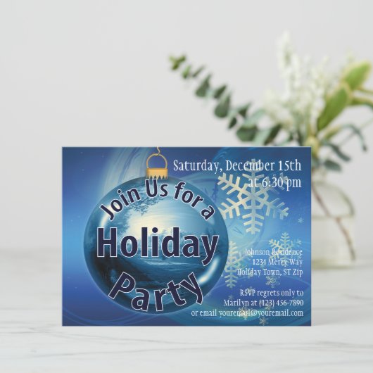 Uitnodigingen van de Blauwe Kerstfeestdag (Staand voorkant)