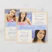 Uitnodigingen van de  Blauwe Meisjes Graduation Pa (Voorkant / Achterkant)