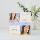 Uitnodigingen van de  Blauwe Meisjes Graduation Pa (Staand voorkant)