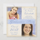 Uitnodigingen van de  Blauwe Meisjes Graduation Pa (Achterkant)