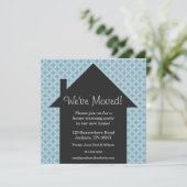Uitnodigingen van de blauwe Stippen House Warming  (Staand voorkant)