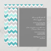 Uitnodigingen van de blauwgroen Gray Chevron Engag (Voorkant / Achterkant)