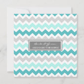 Uitnodigingen van de blauwgroen Gray Chevron Engag (Achterkant)
