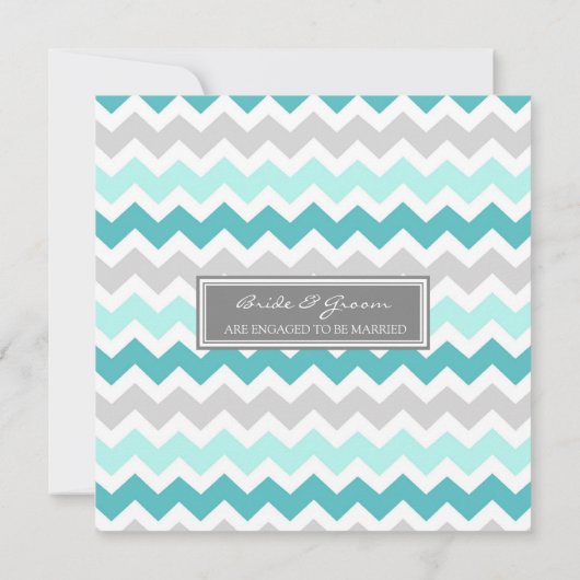 Uitnodigingen van de blauwgroen Gray Chevron Engag (Achterkant)