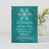Uitnodigingen van de blauwgroen Snowflake Holiday  (Staand voorkant)