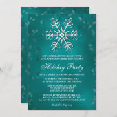 Uitnodigingen van de blauwgroen Snowflake Holiday  (Voorkant / Achterkant)