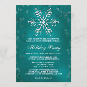 Uitnodigingen van de blauwgroen Snowflake Holiday 