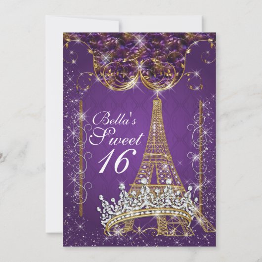 Uitnodigingen van de Bling Birthday Party van Pari (Achterkant)