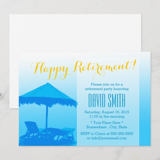Uitnodigingen van de "Blue Beach Chairs Retirement (Voorkant / Achterkant)