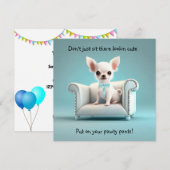 Uitnodigingen van de Blue Chihuahua Party (Voorkant / Achterkant)