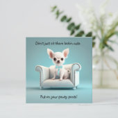 Uitnodigingen van de Blue Chihuahua Party (Staand voorkant)