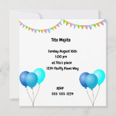 Uitnodigingen van de Blue Chihuahua Party (Achterkant)