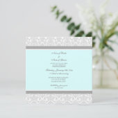 Uitnodigingen van de Blue Grey Damask Engagement P (Staand voorkant)