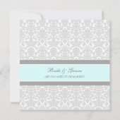 Uitnodigingen van de Blue Grey Damask Engagement P (Achterkant)