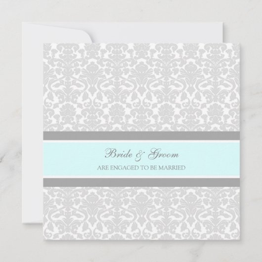 Uitnodigingen van de Blue Grey Damask Engagement P (Achterkant)