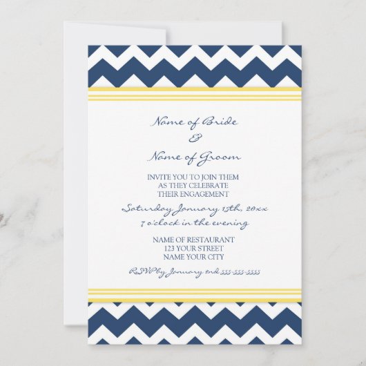 Uitnodigingen van de Blue Lemon Chevron Engagement (Voorkant)