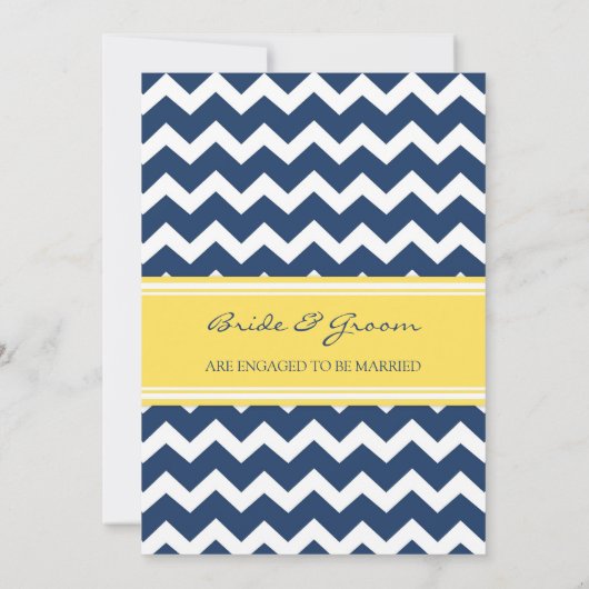 Uitnodigingen van de Blue Lemon Chevron Engagement (Achterkant)