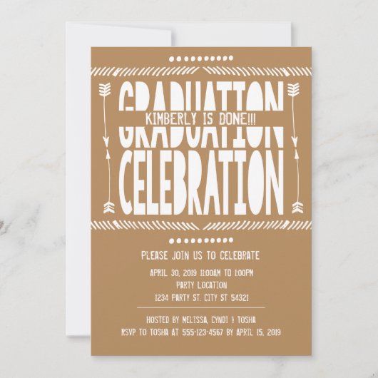 Uitnodigingen van de Boho Graduation Party (Voorkant)